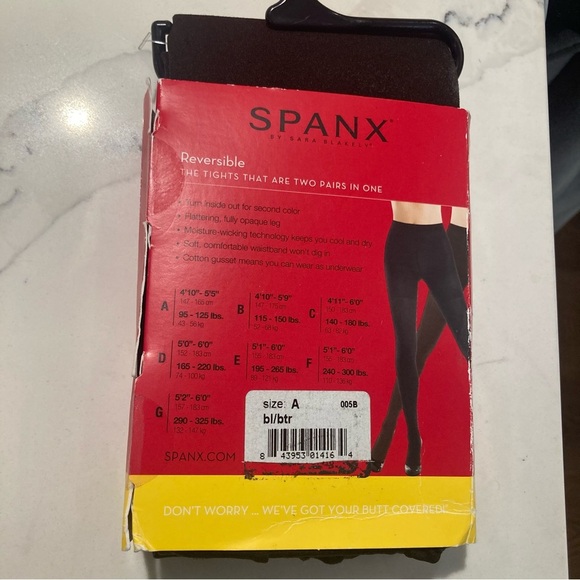 SPANX Size A Reversible Tights in Black Bittersweet NEW Dead Stock - Picture 4 of 6
